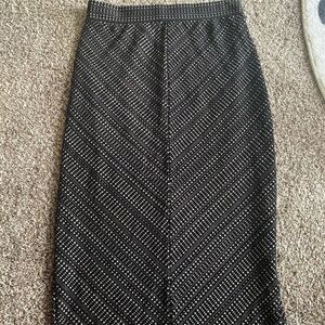 Silence + Noise Women's Black Geometric Pencil Skirt Size S Knee Length